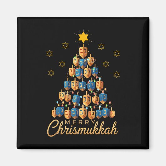 Aimant Merry Chrismukkah Happy Chanukkah Dreidel Christma (Devant)
