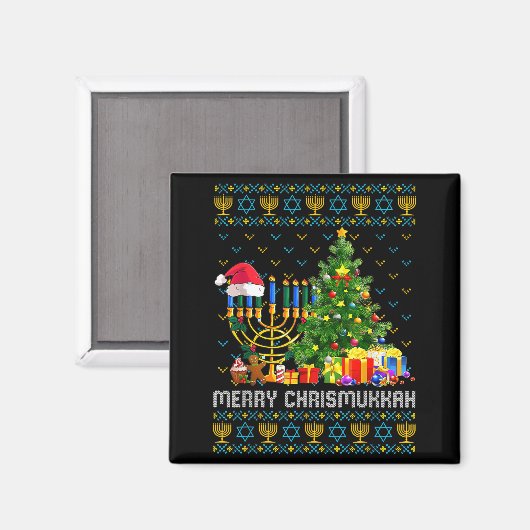 Aimant Merry Chrismukkah Happy Hanukkah Ugly Sweater Fami (Recto/Verso)