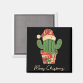 Aimant Merry Christmas Cactus Patchwork Quilt (Recto/Verso)