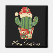 Aimant Merry Christmas Cactus Patchwork Quilt  (Devant)