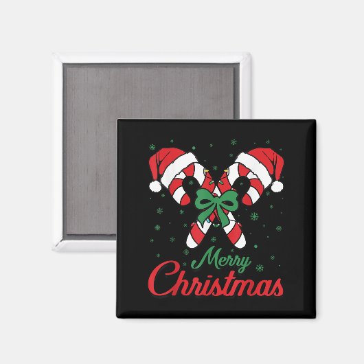 Aimant Merry Christmas Candy Cane Xmas Lights Toddlers Me (Recto/Verso)