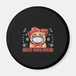 Aimant Merry Christmas Cute Pug Dog Breed Furry