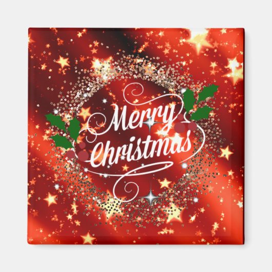 Aimant Merry Christmas, glitter and sparkle (Devant)