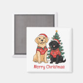 Aimant Merry Christmas Labrador Retriever Dogs (Recto/Verso)