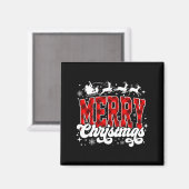 Aimant Merry Christmas Lights Santa Hat Xmas Family Match (Recto/Verso)