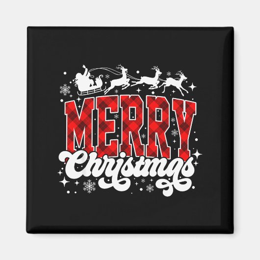 Aimant Merry Christmas Lights Santa Hat Xmas Family Match (Devant)