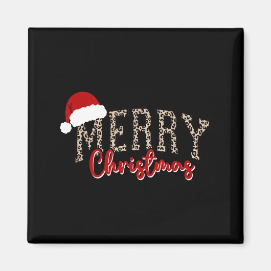 Aimant Merry Christmas Pattern Xmas Leopard Family Cute W (Devant)