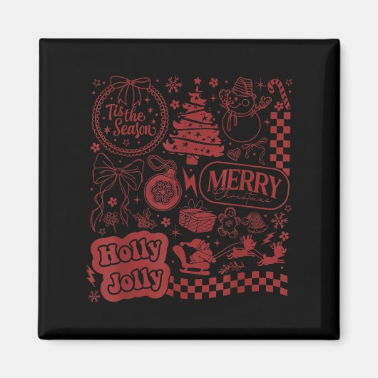 Aimant Merry Christmas Santa Snowman Reindeer Tis The Sea (Devant)