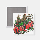 Aimant Merry Christmas steampunk (Recto/Verso)