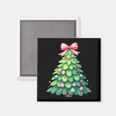 Aimant Merry Christmas Tree With Coquette Bow Xmas Holida (Recto/Verso)