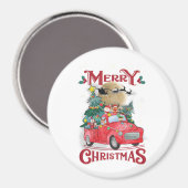 Aimant Merry Christmas Vintage Red Santa Truck (Recto/Verso)