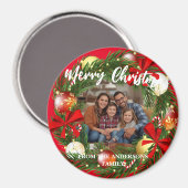 Aimant Merry Christmas Wreath Photo Personalized Family N (Recto/Verso)