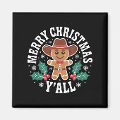 Aimant Merry Christmas Yall Gingerbread Cowboy Howdy West (Devant)