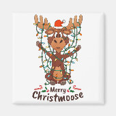 Aimant Merry Christmoose Christmas Moose Xmas Tree Lights (Devant)