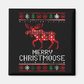 Aimant Merry Christmoose Funny Christmas Moose Sweater An (Devant)