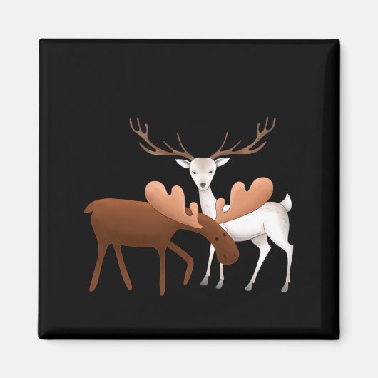 Aimant Merry Christmoose Happy New Deer T Shirt (Devant)