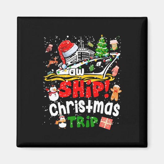 Aimant Merry Cruisemas Funny Cruise Ship Famille Noël (Devant)