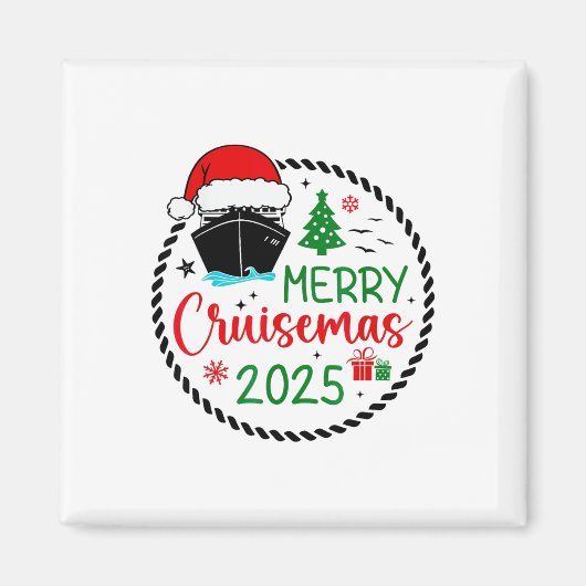 Aimant Merry Cruisemas Santa Hat Cruise Ship Christmas Cr (Devant)