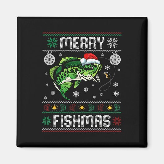 Aimant Merry Fishmas Amusants Pêche Pêcheur de poisson Ug (Devant)