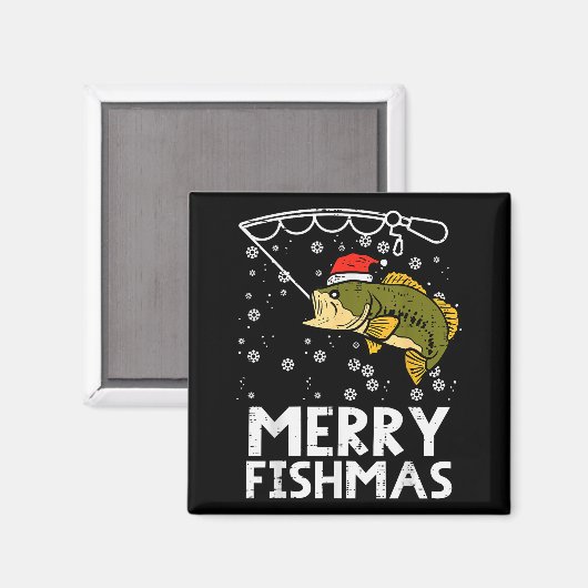 Aimant Merry Fishmas Fish Fishing Xmas Christmas Dad Men (Recto/Verso)