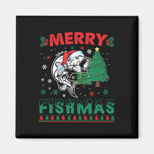 Aimant Merry Fishmas Pêche Papa Pêcheur Pêcheur Noël