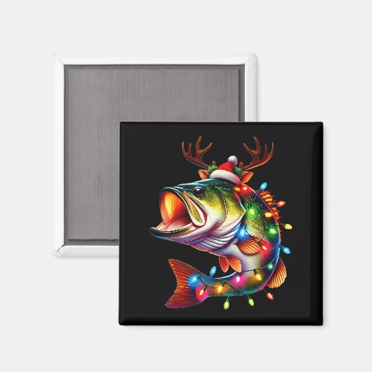 Aimant Merry Fishmas Santa Fishing Lovers Funny Fisherman (Recto/Verso)