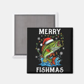 Aimant Merry Fishmas Santa Fishing Lovers Funny Fisherman (Recto/Verso)