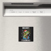 Aimant Merry Fishmas Santa Fishing Lovers Funny Fisherman (In Situ (Lave-vaisselle))