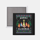 Aimant Merry Glizzmas Funny Ugly Christmas Sweater Glizzy (Recto/Verso)