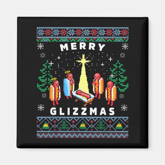 Aimant Merry Glizzmas Funny Ugly Christmas Sweater Glizzy (Devant)