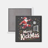 Aimant Merry Kickmas Funny Santa Claus Amateurs de footba (Recto/Verso)