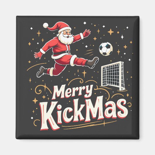 Aimant Merry Kickmas Funny Santa Claus Amateurs de footba (Devant)
