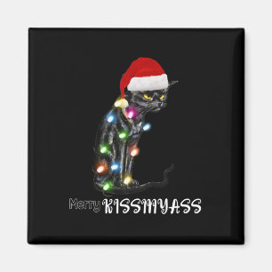 Aimant Merry Kissmyass amusant Chat lumières de Noël