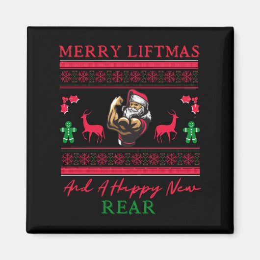 Aimant Merry Liftmas And A Happy New Rear Ugly Xmas Gym W (Devant)