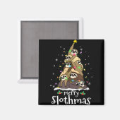 Aimant Merry Slothmas Cute Xmas Sloth Santa Hat Christmas (Recto/Verso)