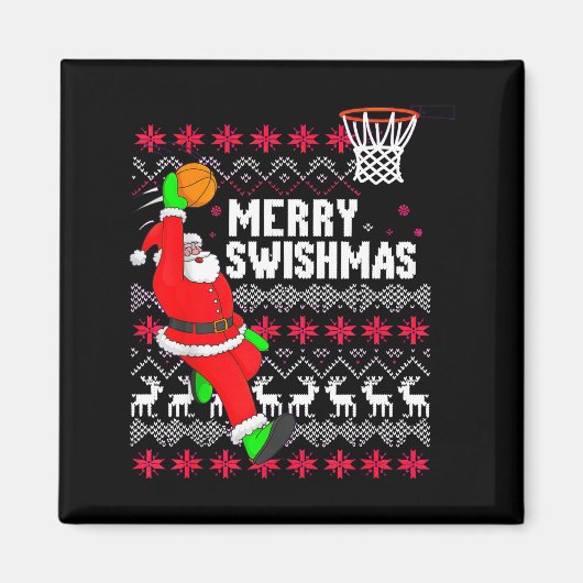 Aimant Merry Swishmas Basketball Ugly Christmas Xmas  (Devant)