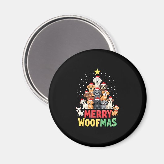 Aimant Merry Woofmas - Merry Christmas For Dog Lovers (2) (Recto/Verso)