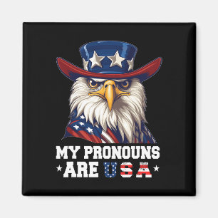 Aimant Mes Pronounes Sont Usa Funny Eagle 4 Juillet Améri