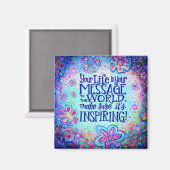 Aimant Message au monde Joli floral bleu tendance (Recto/Verso)