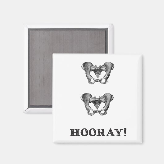 Aimant Message d'anatomie Hip Hip Hooray (Recto/Verso)
