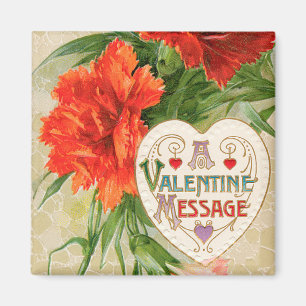 Aimant Message de la Saint-Valentin vintage, fleurs d'œil