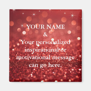 Aimant Message de motivation personnalisé violet pailleté