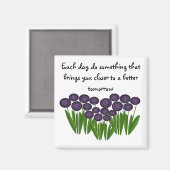 Aimant Message inspirant floral pourpre (Recto/Verso)