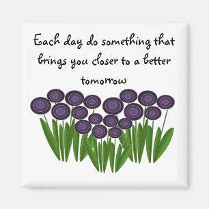 Aimant Message Inspirationnel Fleur Pourpre
