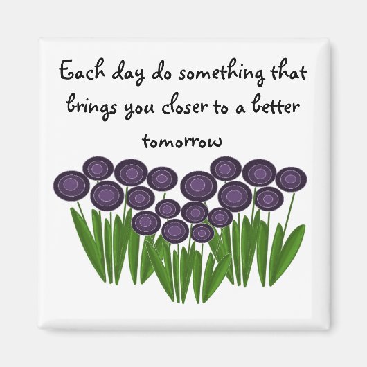 Aimant Message Inspirationnel Fleur Pourpre (Devant)