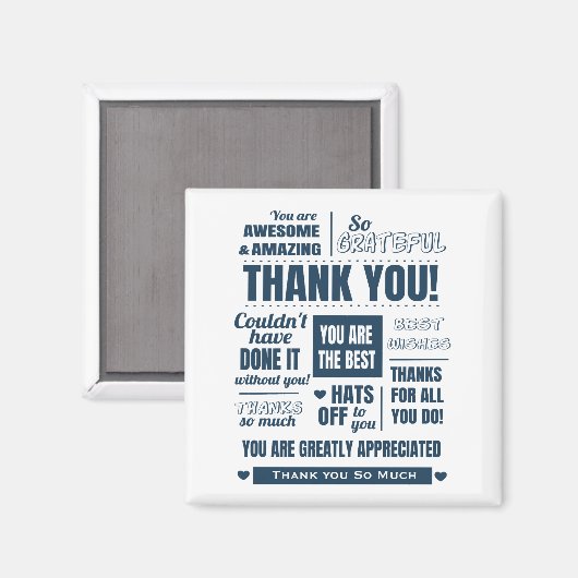 Aimant Message Merci bleu foncé (Recto/Verso)