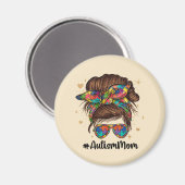Aimant Messy Bun Fier Autisme Maman (Recto/Verso)