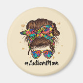 Aimant Messy Bun Fier Autisme Maman (Devant)