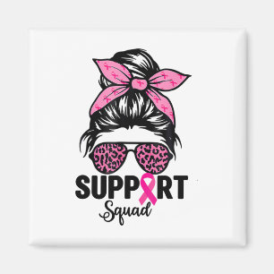 Aimant Messy Bun Gles Rose Support Squad Cancer du Sein A