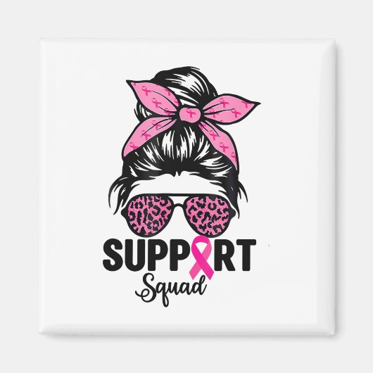 Aimant Messy Bun Gles Rose Support Squad Cancer du Sein A (Devant)
